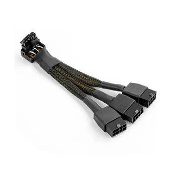 16-пинов кабел графичен процесор до 3X8-номера за контакт удлинителю Pcie 16AWG PCIE 5.0 под прав ъгъл от 90 градуса 16-пинов 12 + 4-пинов захранващ адаптер (тип B)