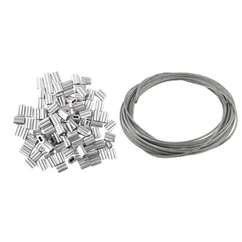 101 Бр Аксесоари: 1 бр Гъвкав кабел от неръждаема стомана и 100 бр алуминиева обжимная кръг с диаметър 3 мм