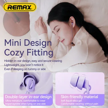 Слушалки Remax Sleep с шумопотискане, ушите със защита от шума Type C 3.5 мм, меки слушалки, кабел за свързване към телефона, за пътуване в хотел