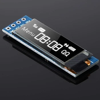 5 Бр. Модул на дисплея I2C 0,91 инча Модул OLED-дисплей I2C SSD1306 Син на Водача на OLED екрана I2C dc 3.3v-5 (бял)