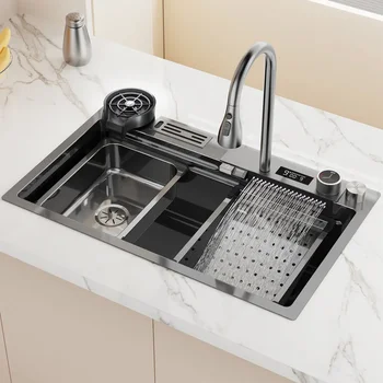 Водопадная мивка Кухненска мивка от неръждаема стомана с Голяма Однощелевая Едностранна прибори за кухня За кухни