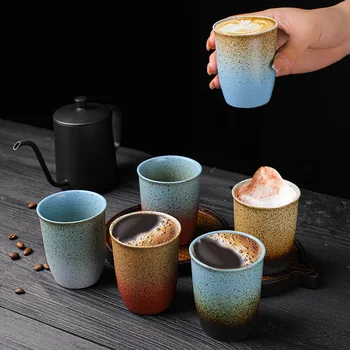 1 бр. Кафеена чаша за кафе лате от груба керамика в японски стил Реколта керамични чаши чай Fambe Master Mug Diy 150 мл Еспресо Порцеланов