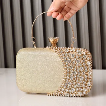 Чанта с кристали, дамски портфейли през рамо с диаманти, елегантни вечерни чанти, портфейли-клатчи най-високо качество, в луксозна дизайнерска чанта