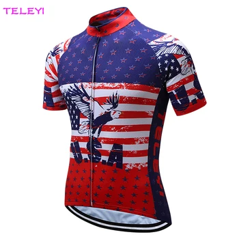 Мъжка велосипедна риза TELEYI USA с къс ръкав, бързосъхнеща велосипедна майк S-4XL