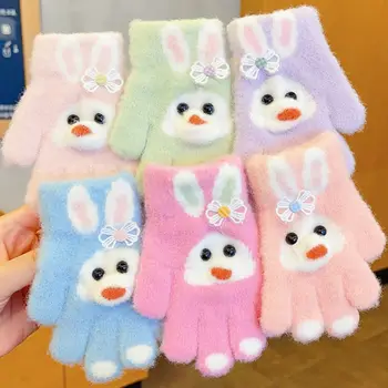 Детски ръкавици Зимни обикновена изолирана с кадифени ръкавици с пълни пръсти за деца, запазва топлината на улицата, възли ръкавици без пръсти