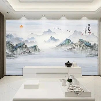 Потребителски 3D тапети, китайски мастила, пейзаж стенопис, ТЕЛЕВИЗИЯ-на фона на тапети за хола, художествени етикети на стените в спалнята