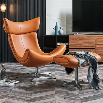 Скандинавски единична диван дизайнерски стол за почивка модерна и лесна начална охлюв творчески мързелив разтегателен кожен дълбоко стол