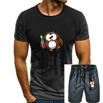Тениска Owl Alcohol Normal с кръгло деколте, лятото, Есента и тениски, Оборудвана приятелка, 100% памук, Европейски качулки, Градинска тениска