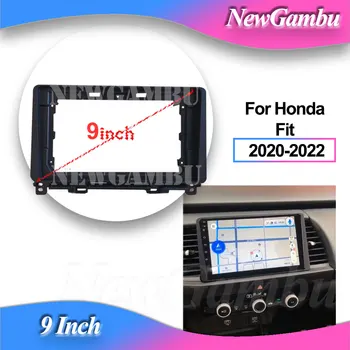 NewGambu 9-инчов авто радио, годни за Honda Fit 2020-2022 Рамка DVD GPS ABS PC Пластмасов панел на арматурното табло е Плоска рамка