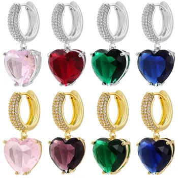 EYIKA Луксозни обеци-пръстени във формата на голямо сърце за жени, романтичната Многоцветен обици с кристали, цирконий, бижута подарък за Свети Валентин