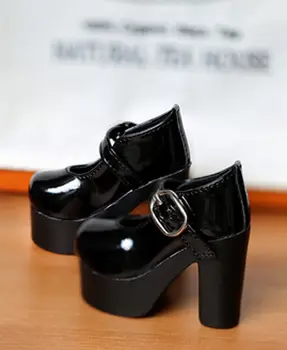 Черни обувки с катарама 1/4 инча обувки с високи токчета за жени, модел кукли BJD SD
