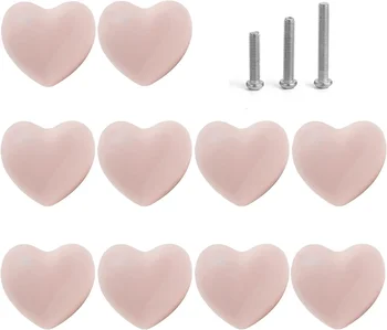 Керамични дръжки за чекмеджета във формата на сърце, дръжки за шкафа с 3 винта, Дръжки за кухненски мебели за кабинет-купе