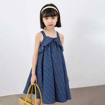 Рокля-прашка за момичета Лято 2023, Детско памучно принцеса рокля с волани и цветен модел За детски партита, свободното си рокля