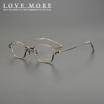 Висококачествена Малка рамки, Овални Титановая рамки за очила, дамски модни Vintage слънчеви очила от оптичен късогледство, Мъжки Титанови точки