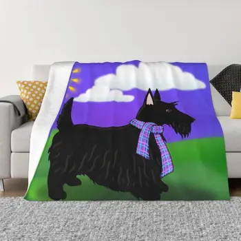 Стилни одеяла за кучета Скоти Топло фланелевый каре за шотландски териер за легла Покривки за мека мебел