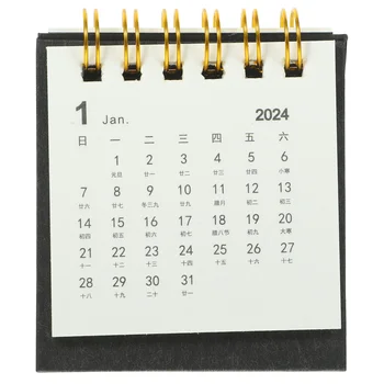 Малък настолен календар в 2024 година, мини-месечен настолен календар за учебната година, Сгъваеми настолни календари, стикери за scheduler