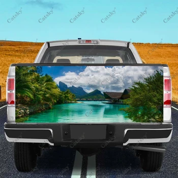 Стикер с гледката от Таити, като външен вид отзад, vinyl универсална, подходяща за стикери за автомобили и камиони