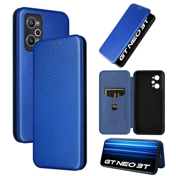 Костюм OPPO Realme GT Neo2 5G Carbon Fiber мида skin ПУ case чантата е Подходящ за OPPO Realme GT neo3T кожен Калъф За Телефон