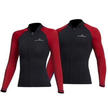 Върховете на гидрокостюмов от неопрен с дебелина 1,5 мм, яке за гидрокостюмов с защита от uv жилетка за подводно плуване, бански костюм за сърф, мъжки костюми, червен XXL