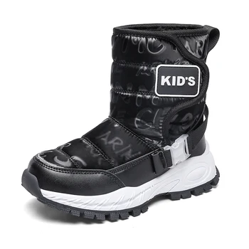 Зимни обувки за момичета и момчета, зимни обувки с памучна подплата, външни непромокаеми ветроупорен детски маратонки, мини детски обувки с висок берцем.