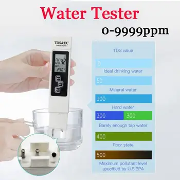 Дигитален тестер за качеството на водата 3В1, м TDS ЕО, Обхват 0-9990, Мултифункционален измерване на температура, чистота на водата, измерители на PH за басейн