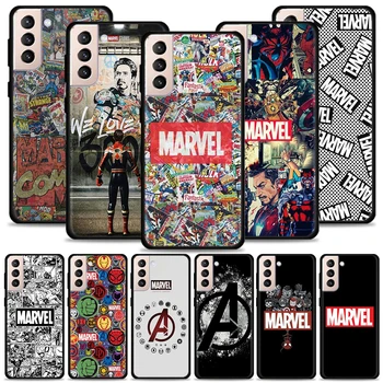Калъф За мобилен телефон Samsung S22 S21 S20 Ultra FE S9 S10 S8 Плюс 4G 5G S10e Edg Броня Черна Капачка във формата На Миди Лого Герои на Marvel-the Avengers
