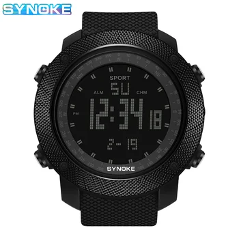 Мъжки спортни цифров часовник SYNOKE, часовници за джогинг, плуване, dr. военни часовници, водоустойчиви до 50 метра, Многофункционални с отделяне на време
