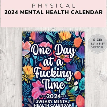 Забавен календар за психично здраве в 2024 година, Вдъхновяващи календар на 2024 година, Цветен календар, Настолен вдъхновяващи календар
