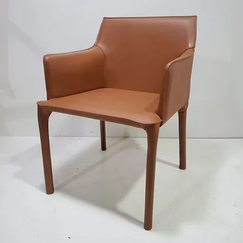 Луксозни и Модерни мебели Оранжевото седло от естествена Кожа, популярно в Интернет Ежедневното Обедно стол, Дизайнерско минималистичное художествено стол