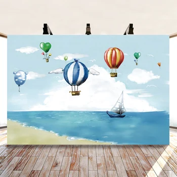 Фон за снимки с балон с анимационни герои Yeele, морска шир, Персонални фотографски фонове за фото студио