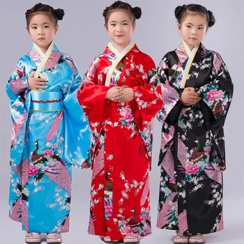 Детска реколта дрехи Оби Юката Японското кимоно за момичета, Детски рокля Хаори Традиционно кимоно за cosplay 16