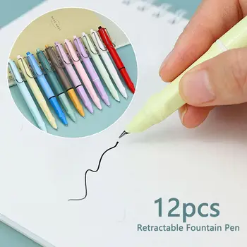 12шт Висококачествени училищни дръжка 0,38 мм за писане на Мастило химикалки за практикуване на калиграфия Прибиращ писалка