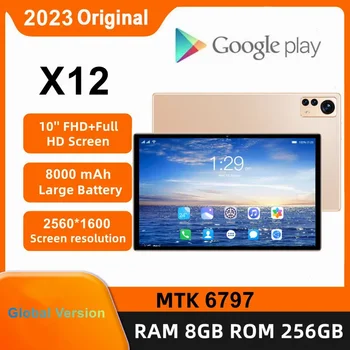 Горещи продажба 2023 Gobal Версия Android Tablet X12 От 10.1 Инча Android 12 Bluetooth 8 GB 256 GB Deca Основната 24 + 48MP WPS + 5G WIFI Лаптоп