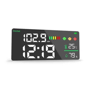 Професионален шумомер с голям LCD дисплей с часовник в температурата и влажността на T21C