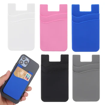 Универсален държач за карти, еластичен силикон в чантата си за телефон, прикрепляемый на притежателя на кредитни карти, джоб за мобилен телефон за почти всички смартфони