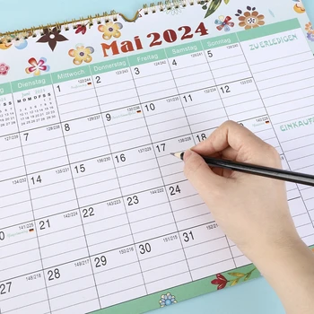 Стенен календар 2024-2025 Празници Месечна Работна маса Ежедневно използване на Хартиени Календари за срещи Висящи Календари За посещения Офис Календар