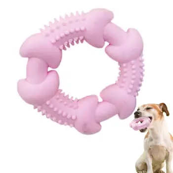 Пръстен за кучета, играчка за никнене на млечни зъби, Забавен млечен вкус, TPR, дъвчене играчка за кучета, паста за зъби, Отличен, подходящ за тренировка на здравето на зъбите, Трайна и сигурна