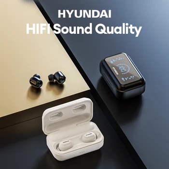 Оригинални Слушалки HYUNDAI T04 HIFI заедно Със стерео Bluetooth 5.3 Слушалки дълги периоди на изчакване за TWS Безжична Слушалка 1200mA С Led дисплей