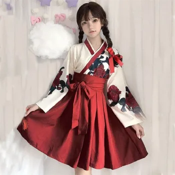 Рокля Hanfu, женска пола с яка, студентски костюм, Дълга ежедневни облекла феи, широк ръкав, рокля Hanfu в китайски стил, Хан Елемент