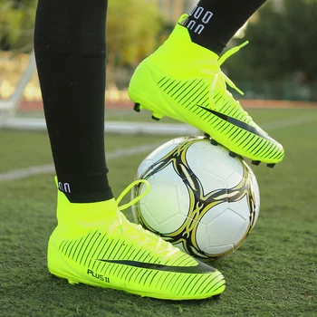 Мъжки футболни обувки AG с високо берцем, футболни обувки с изкуствена трева, футболни обувки TF Soocer С дълги шипове, футбол, спортни обувки