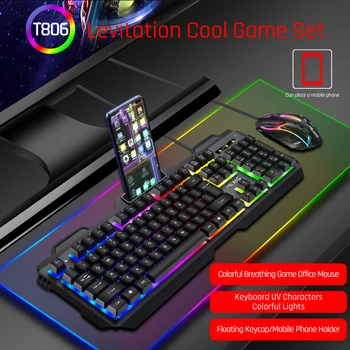 Комплект клавиатура и мишка, набор от фиксирани комбинации RGB 104, мъничета с механично усещане, комбинирана детска клавиатура и мишка за PC геймър Настройва лаптоп за игри
