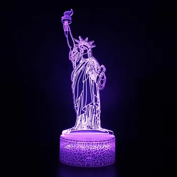 Nighdn Статуята на Свободата, Сграда-забележителност на света, 3D Илюзия, светодиодна настолна лампа, лека нощ, Подарък за рожден ден, подарък за Коледа за деца и приятели