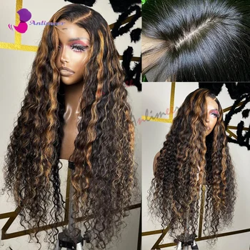 Перуки на дантели с водна вълна, коси, бесклеевые перуки от човешка коса, предварително выщипанный дълга перука, светла перука за черни жени