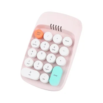 Безжична цифрова клавиатура, ретро-клавиатура за пишеща машина, цифрова Numpad клавиатура 18 клавиши, мини Bluetooth клавиатура, 2.4ghz (розов)