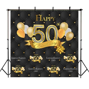 Златен черен фон на 50-годишнината на балон за снимки честит рожден Ден, маска за снимане на 50-годишнината, банер за парти по случай 50-годишнината