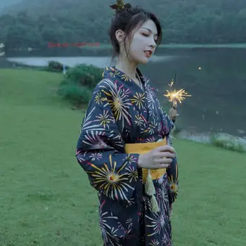 2024 японското кимоно с националния цветисти принтом юката дамски реколта дрехи японски костюм за изяви традиционно кимоно за хавлия
