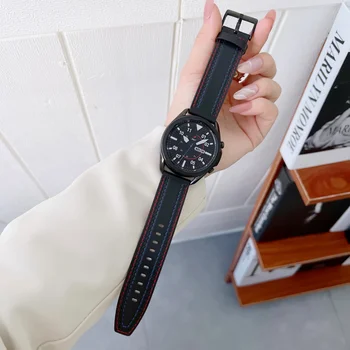 Каишка от Телешка Кожа за Samsung Galaxy Watch 3/4/5/Gear S3/Active 2 44 мм 40 мм Huawei Watch 3/GT 2 46 мм 42 мм Гривна Amazfit GTR
