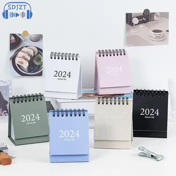 Календар на 2023/2024 Нежна Обикновен настолен, чист и висококачествен мини настолен календар на рула за бележки за книги, училищни принадлежности за офиса