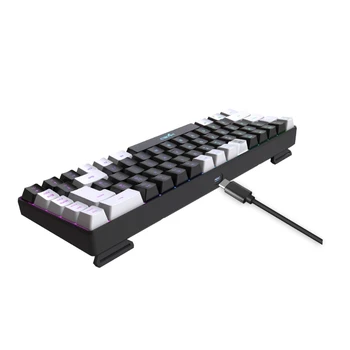 Преносима игрова USB-клавиатура V200 с 68 бутони са с Ергономичен дизайн с механична клавиатура с RGB подсветка, лесна за използване