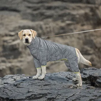 Отразяваща дъждобран за голямо куче, Водоустойчив Ветрозащитная дрехи за домашните кучета на Улицата, гащеризон, Лабрадор Corgi Shiba-Ин, Златна дъждобран.